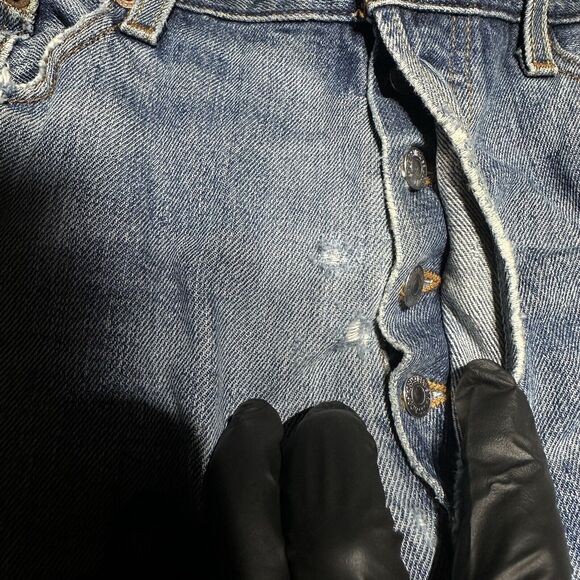 Levi's Jeans Men's Size 36x32 Blue Vintage Button Fly Colombia Straight Cut Off - Picture 3 of 16